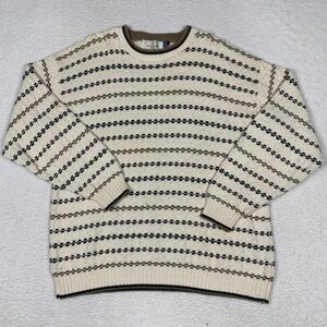 VTG Bill Blass Sweater Mens XL Tan Pullover Knit Hand Framed USA 90s (STAIN)